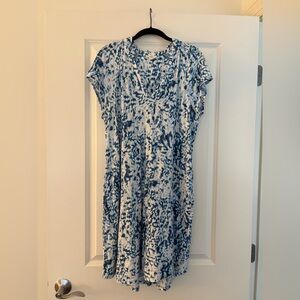 NIC+ZOE Blue and White Printed Mini Dress